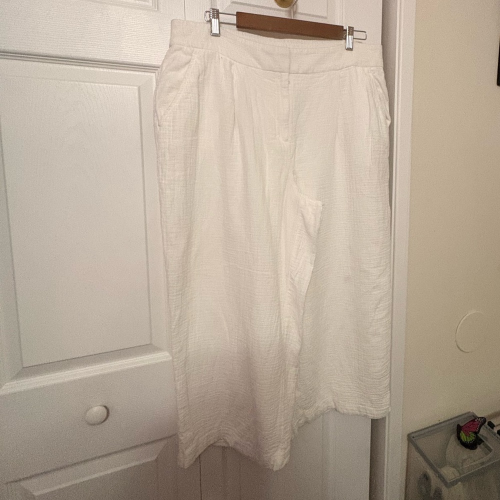 Nine West Cream Wide Leg Crop Pants